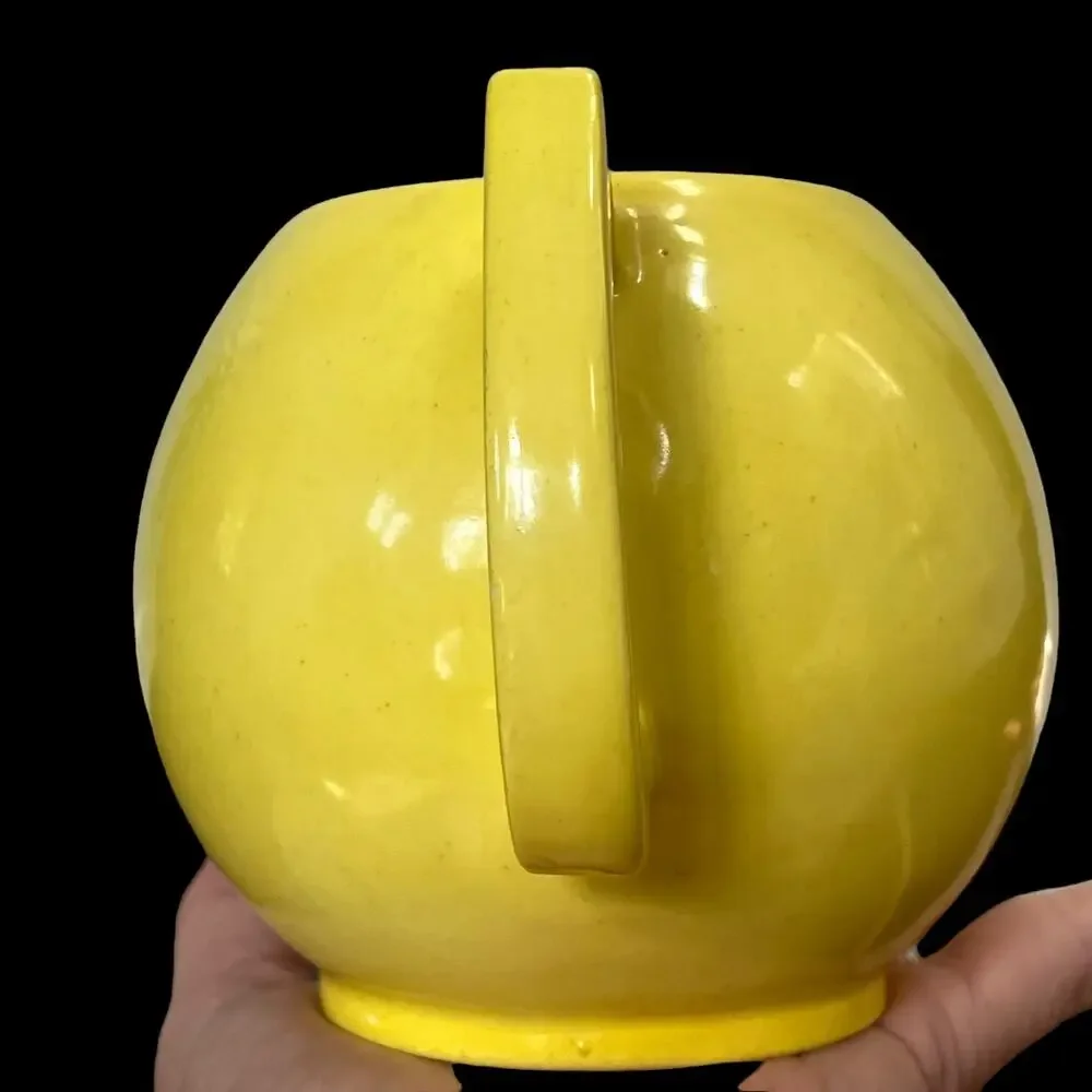 Vintage Yellow Ball Creamer Pitcher Czechoslovakia Mid Century Art Deco READ